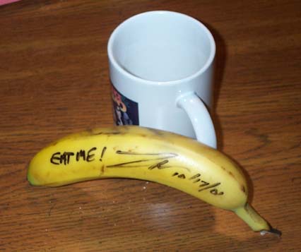 A coffeetable banana in its natural habitat.